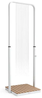 Produktbild von Blumfeldt Gartendusche, Aussendusche für den Garten, Bodendusche mit Verstellbarem Duschkopf, Boden-Gartendusche aus Holz für Pool & Sauna, Mobile Holz-Außendusche Wasserdicht, Frost- & UV-Beständig