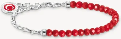 Image de Member Charm Bracelet perles rouges et éléments articulés argent