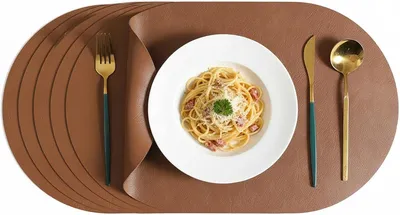 Produktbild von Tischsets oval 44,5 x 30 cm, 6er-Set, Kunstleder, Hitzebeständig, für Küche
