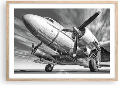 Produktbild von Gerahmtes Poster - Rahmen in heller Eiche - Flugzeug Retro Flugzeug - 70x50 cm - Wand Bild - Wanddeko - Wandbilder - Kunstposter - Wandposter - Bilderrahmen - Bilder - Kunstdruck - P2NAA70x50-4952