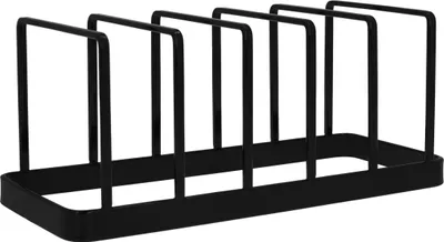 Produktbild von QUVIO Pfannendeckelhalter - Pfannenzubehör - Deckelhalter - Ablageständer - Metall - Schwarz - 10 x 24 x 10,5 cm