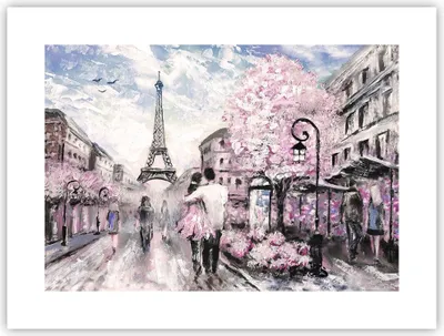 Produktbild von Poster - Poster ohne Rahmen - Paris Weg Illustration eiffle - 40x30 cm - Wand Bild - Wanddeko - Wandbilder - Kunstposter - Wandposter - Bilder - Kunstdruck - Wandbild - P2XAA40x30-3149