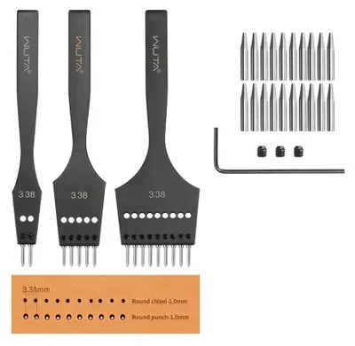 Lederwerkzeug-Set 2. Gen. mit Stecheisen & Locher, 3,38 mm
