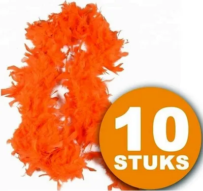Produktbild von Orange Partykleidung | 10 Stück Orangenboa 180 cm | Partykleidung WM 2022 | Orange Dekoration Dekorationspaket Niederländische Nationalmannschaft Orange Paket