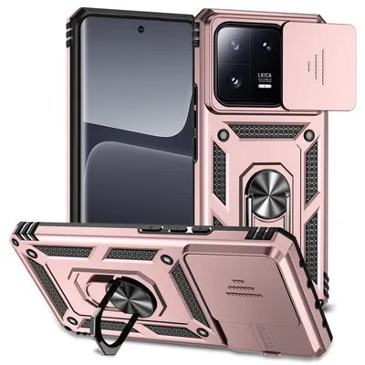 Obrázek produktu pro Pouzdro pro Xiaomi 13 Pro dvouvrstvé pouzdro s posuvným krytem kamery a prstencovým stojánkem Růžový