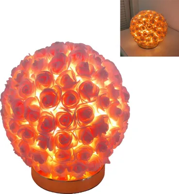 Produktbild von Rosen lampe, Kugel-Rosen-Tischlampe LED, 20 cm Rose Blumentischlampe, USB, 3-Farbmodi, romantische Nachtlampe