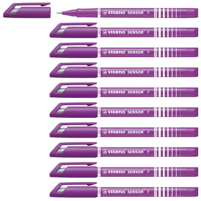 Produktbild von STABILO Fineliner mit gefederter Spitze -  SENSOR F - fein - 10er Pack - lila