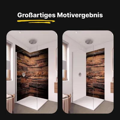 Produktbild von Duschrückwand - Wandverkleidung für Dusche aus Acryl 0,3 cm - 80 x 200 cm - Dunkle Holztextur
