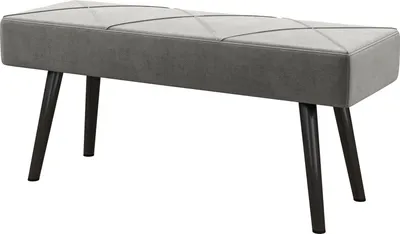 Productafbeelding van Bank met fluweleffect, zitbank, bedbank, gangbank met X-patroon, geschikt tot 120 kg, voor slaapkamer, 100x36x45 cm, grijs