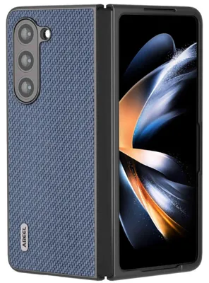 Produktbild von Für Samsung Galaxy Z Fold5 5G Carbon Textur Handy Schutz Hülle Cover Hellblau