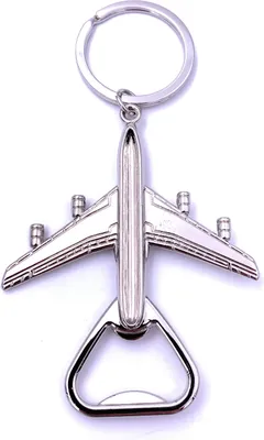 Produktbild von Onwomania Flugzeug 4 Turbinen Flaschenöffner Schlüsselanhänger Keychain Silber Metall