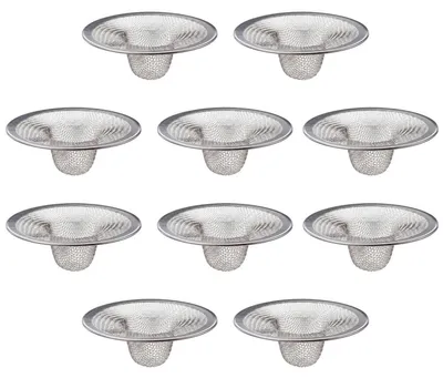 Zdjęcie produktu dla Zestaw 10 sztuk sitka odpływowego ze stali nierdzewnej, o średnicy 7 cm, do zlewozmywaków, pryszniców i kuchni