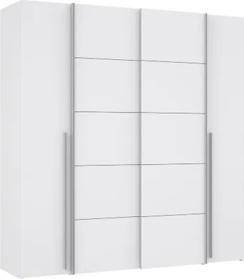 Produktbild von Dreh-/Schwebetürenschrank >NARAGO< 10 Böden, 2 Stangen, in Weiss - 270,3x210,5x61,2cm (BxHxT)