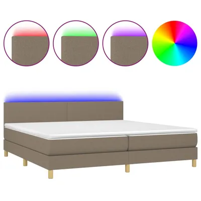 Produktbild von Boxspringbett mit Matratze & LED Taupe 200x200 cm Stoff