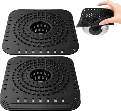 Produktbild von 6 Stück Silikon-Abflusssiebe, Flexibles Haarsieb für Dusche
