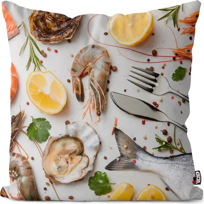 Produktbild von VOID Fisch Muscheln Shrimps Kissenbezug Kissenhülle Sofakissen Kissen Deko Outdoor-Kissen Dekokissen