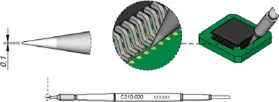 Immagine prodotto di Punta per saldatura JBC serie C210, forma rotonda, C210020/Ø 0,1 mm, diritta C210020