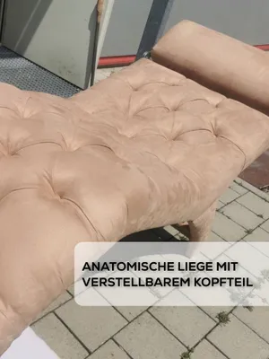Produktbild von Handgefertigte Sessel - Relaxliege mit verstellbarem Kopfteil, 175x70x65, Velvet Ergonomisch Chaiselongue (Sofa, Liege), Holzrahmen, 02 beige