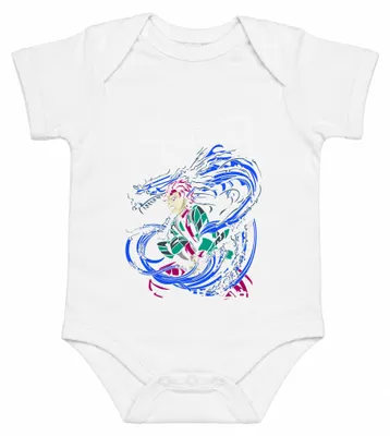 Productafbeelding van Demon Slayer Tanjiro Kamado, waterdraak anime cadeau, babyromper met waterademing print, wit, maat 12/18 maanden