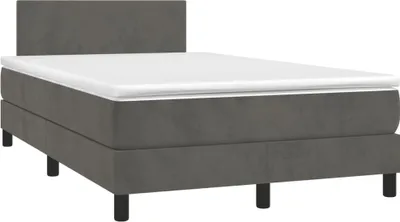 Imagen del producto de Cama con somier y colchón, color gris oscuro, 120x190 cm, tapizada en terciopelo