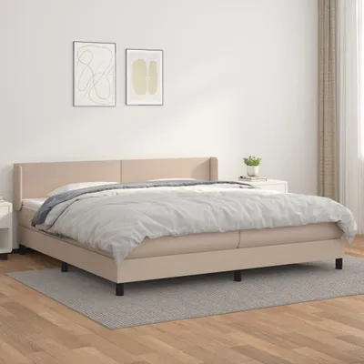 Immagine prodotto di Letto con boxspring e materasso, colore cappuccino, dimensioni 200x200 cm, rivestito in ecopelle