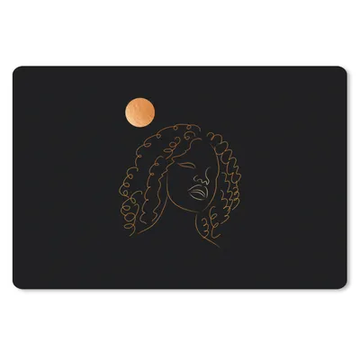 Produktbild von MuchoWow® Mauspad Mousepad Frau - Mond - Strichzeichnung - Schwarz und Gold 27x18 cm - Mousepads - Maus Mat - Pad - Mausunterlage - Büroartikel - Desk Matten