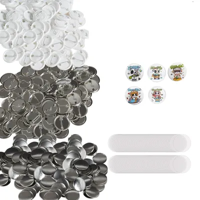 Produktbild von VEVOR 500 Sets 1 Zoll 25mm Pin-Back-Button-Teile, DIY Runde Button-Abzeichen-Teile, Set enthält Metalloberteil, Kunststoff-/Metall-Button, klare Folie und leeres Papier für Geschenke, Maschine NICHT enthalten, 32 mm