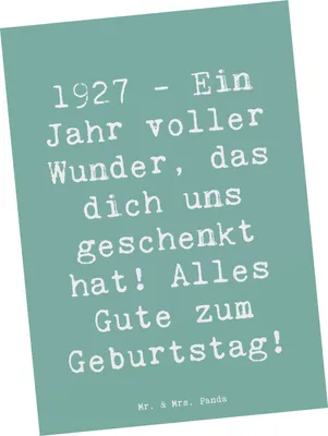 Produktbild von Mr. & Mrs. Panda Postkarte Spruch 1927 Geburtstag - Meeresbrise - Geschenk, Happy Birthday, Postkarten, Ansichtskarten, Ansichtskarte, Grußkarte, bildkarte, besonderer