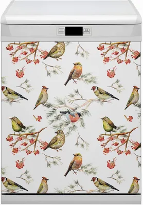 Produktbild von Küche Dekorative Magnete  Magnet Folie für Geschirrspüler 60x70 cm   - Vögel auf Zweigen