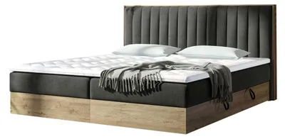 Produktbild von MIRJAN24 Boxspringbett Harmony, Polsterbett mit zwei Bettkästen, Doppelbett mit Topper, Stilvoll Schlafzimmer (Soro 24, Größe: 160x200 cm)