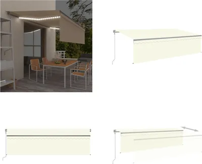 Immagine prodotto di vidaXL Tenda da sole automatica con tapparella, sensore di vento a LED, 5x3 m, color crema - Tenda da sole - Tende da sole - Tettoia parasole - Tettoie parasole