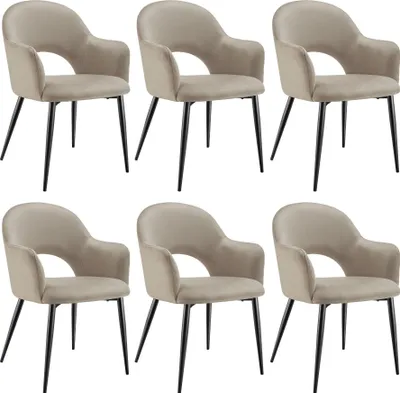 Image de Fauteuil rembourré SACHEL aspect velours capacité de 120 kg - taupe, Lot de 6