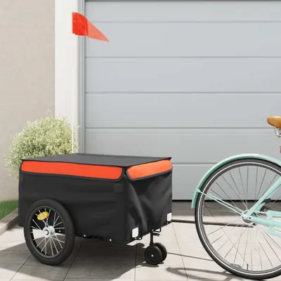 Produktbild von vidaXL Príves na bicykel čierno-oranžový 45 kg železa
