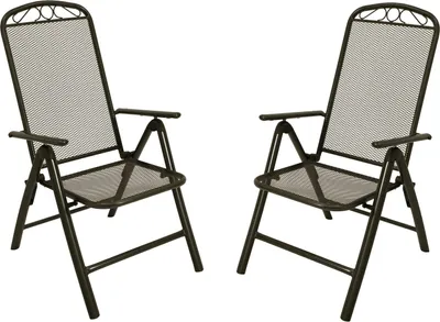 Produktbild von Klappsessel Klappstuhl Hochlehner 2er Set aus Steckmetall dunkelgrau