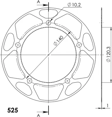 Produktbild von Edge-Disc Supersprox 525 - 47Z (silber) ACD-1792:47-SLV|ID 120,0 LK 140,0 5-Loch