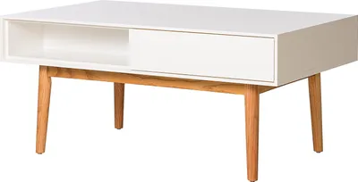 Produktbild von home24 Couchtisch mit 2 Schubladen - Weiß / Eiche