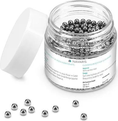 Produktbild von Navaris Reinigungsperlen aus Edelstahl für Karaffen Flaschen - 1.000 Reinigungskugeln Set - Kugeln für Dekanter Vase Glas Glaskaraffe Wasserkaraffe