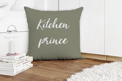 Produktbild von MuchoWow® Zierkissen Sofakissen Wohnzimmer Dekokissen 60x60 cm Zitate - Küchenprinz - Männer - Sprichwörter - Sitzfläche - Foto Polster