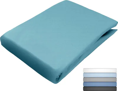 Produktbild von JACK Uni Spannbettlaken Satin 100x200 / 140x200 / 180x200 cm einfarbig Spannbetttuch viele Farben, Farbe:Petrol, Größe:180x200cm Spannbettlaken