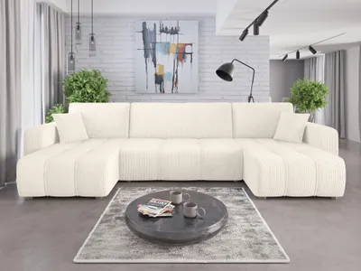 Produktbild von Couchgarnitur Sofa Sofagarnitur ALICE im Cord Stoff in U Form mit Schlaffunktion und Bettkasten Wohnlandschaft