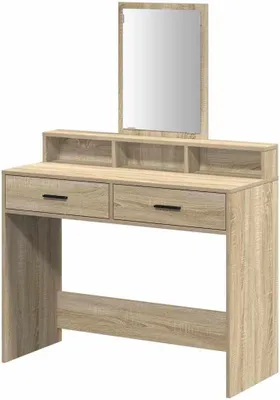 Productafbeelding van Kaptafel met Spiegel - Make-up tafel Kapmeubel - Schoonheidsroutine - Met twee lades - 100 x 41 x 140 cm