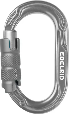 Edelrid Kiwi Triple Oval-Karabiner in silber; mit Schraubverschluss; geeignet für Klettern.