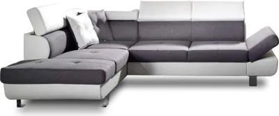 Image de Best Mobilier Lisbona - Canapé d'angle gauche convertible - 5 places - avec têtières , Blanc / Gris