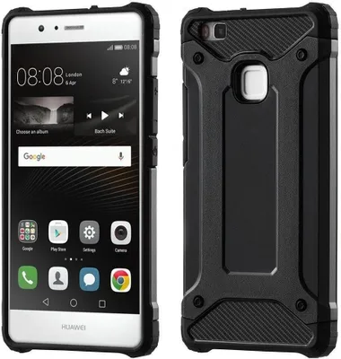 Produktbild von Techsuit Hybrid Armor Back Cover Hülle für Huawei P9 Lite 2016 - Schwarz