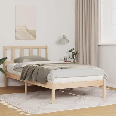 Obrázek produktu pro Maison Exclusive – rám postele s čelem, hnědý, 90 x 200 cm, masivní borovice