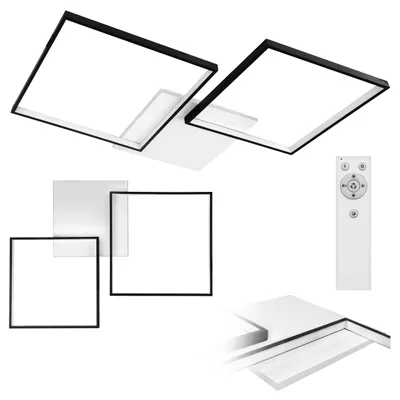 Obrázok produktu pre XUDO LED stropné svietidlo 57 W 3500 lm 79 x 58 cm stmievateľné CCT 3000 K – 6000 K vrátane diaľkového ovládania RF hranaté čierne matné