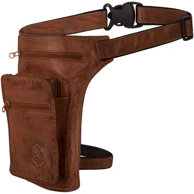 Produktbild von Black Forest Fox RIDER Hüft Gürtel Leder Beintasche Herren Damen Fuchs Braun