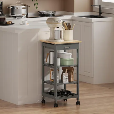 Immagine prodotto di Carrello da portata «Biel» 76 x 37 x 37 cm Grigio scuro / Colori del legno