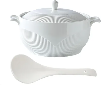 Productafbeelding van Terrine van porselein, wit, met 2 handgrepen, groot, voor de keuken