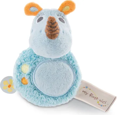 Produktbild von NICI My First Nici Wombi Tombi Greifling Nashorn Manuffi mit Rassel, Greifspielzeug, Spielzeug Baby, 12 cm, 46585